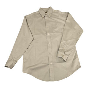 Gold Tri Mountain Men's dress shirt Beige Long Sleeve 55% Cotton 45% Tencel